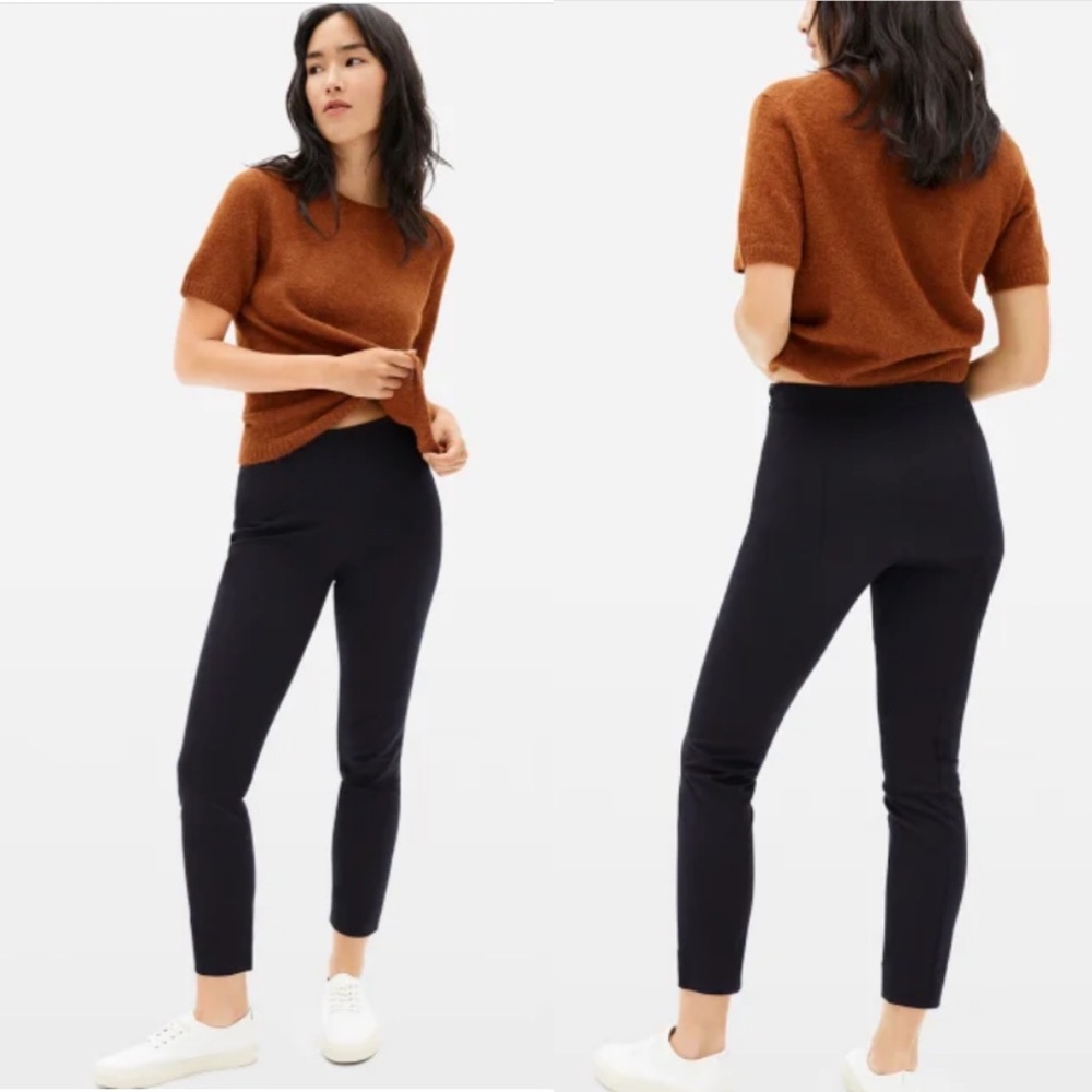 Everlane 6 Side Zip Stretch Cotton Pant Black Trousers Ankle